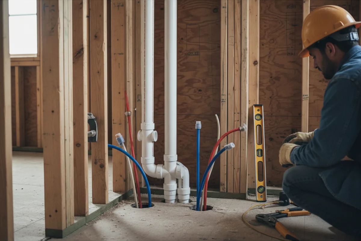 Drain and supply rough-in during Sump Pump Repair in Rome